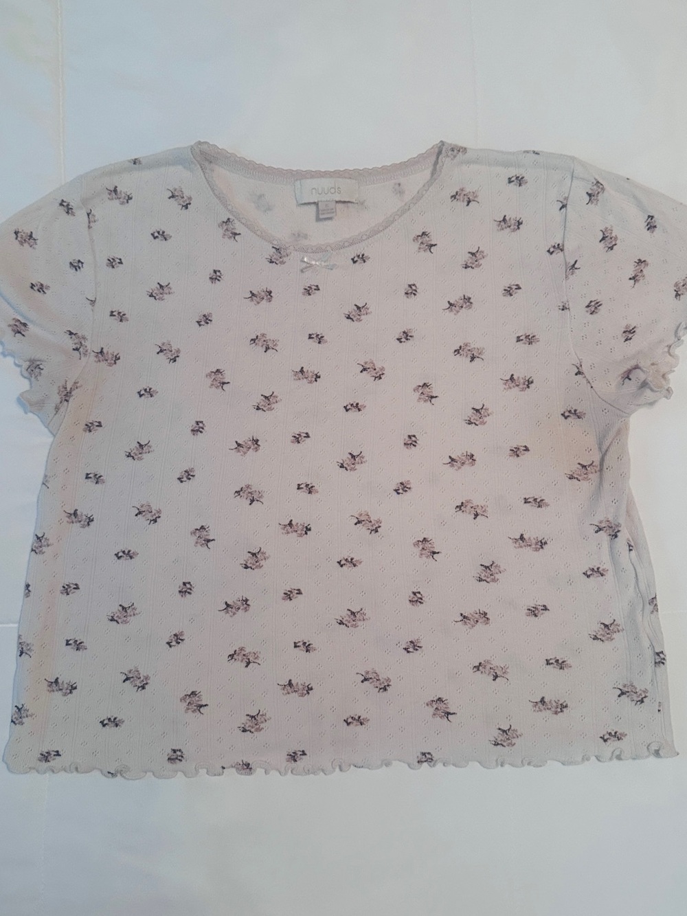 nuuds Matching Set. Cream Floral Short Sleeve Tee and Long Bottoms